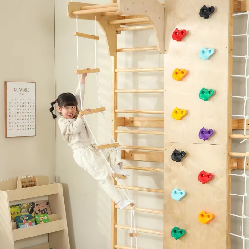 Kids Outdoor Wooden Climbing Frame - Escada Sueca de Madeira Sólida para