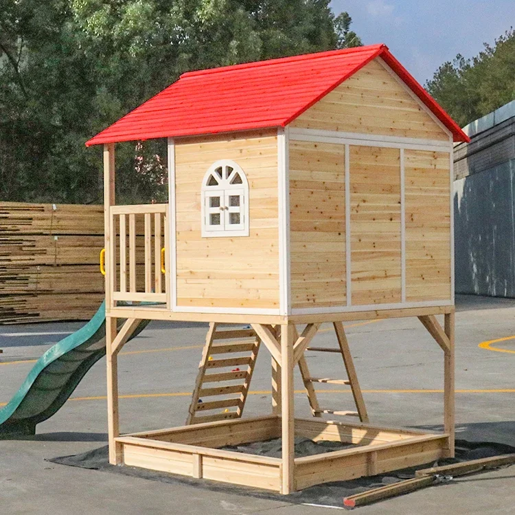Kids Outdoor Cubby House - l Playground de madeira ao ar