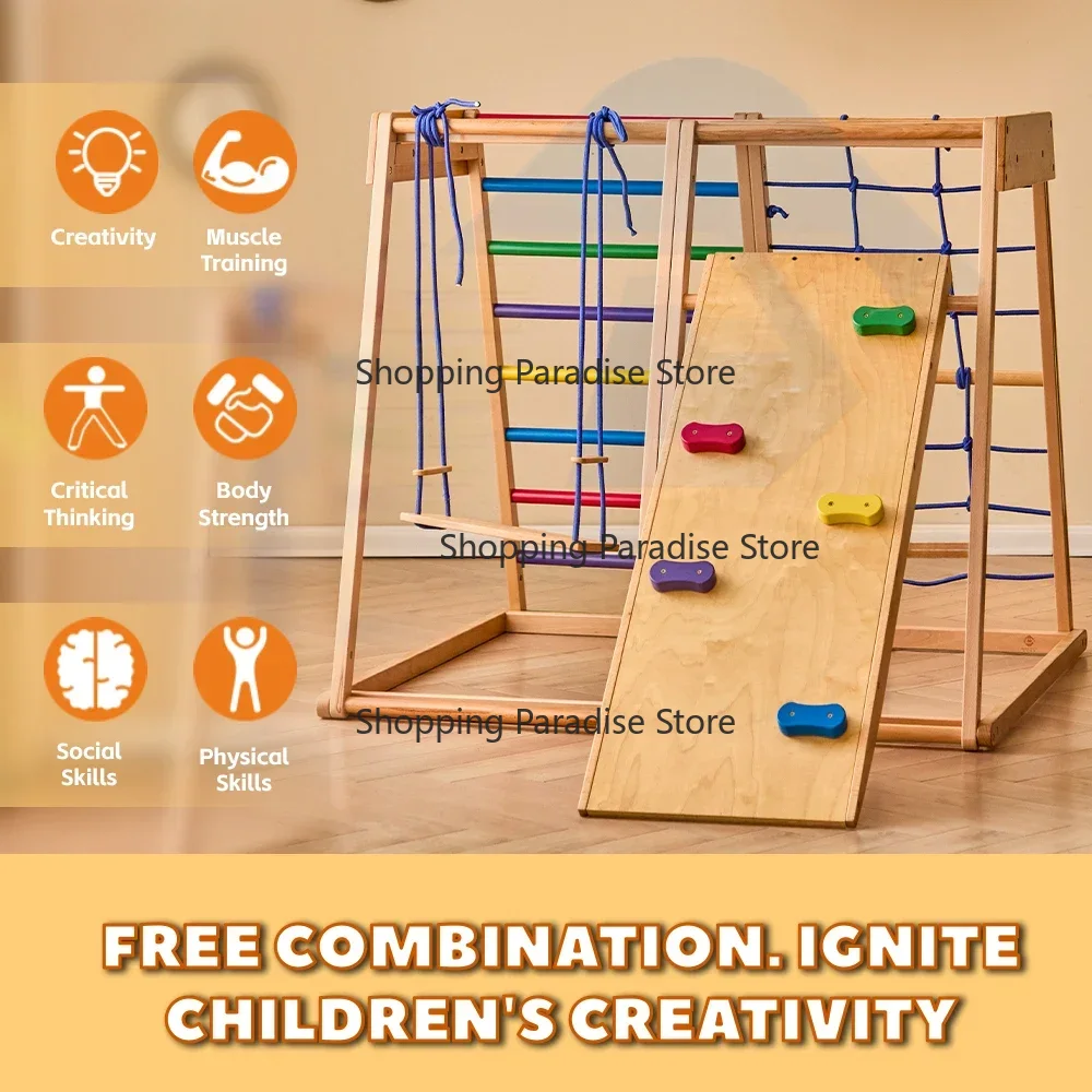 Kids Outdoor Wooden Climbing Frame - Estrutura de Escalada Infantil de Madeira