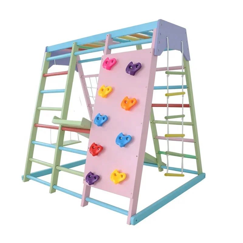 Kids Outdoor Wooden Climbing Frame - Conjunto de Escalada Infantil de Madeira