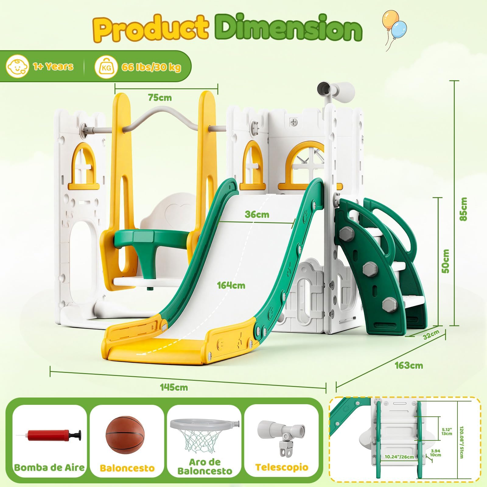 Conjunto de Escorregador e Bal - Kids Outdoor Swing Set avaliação e preço