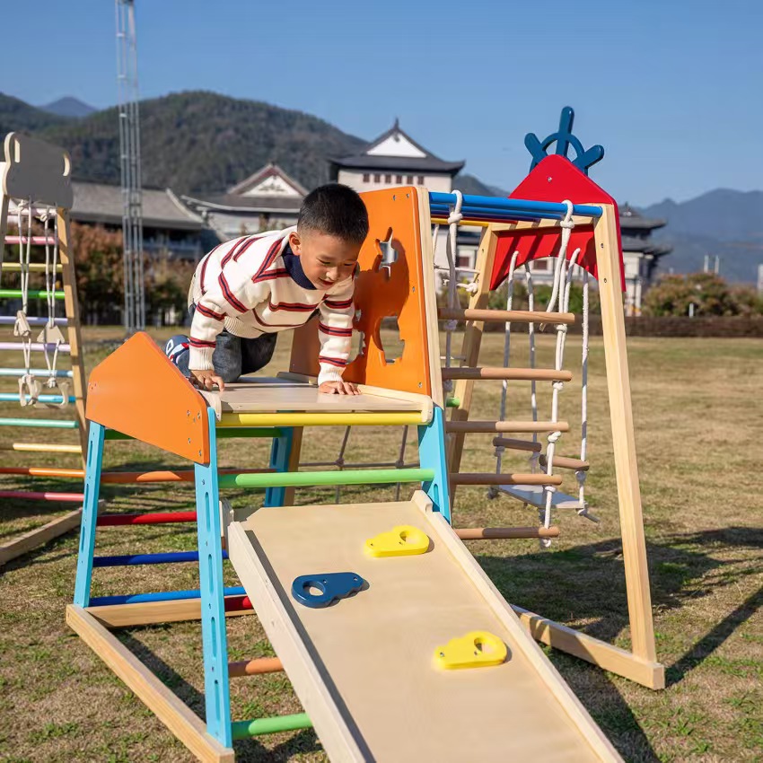 Grande Estrutura de Escalada e - Kids Outdoor Wooden Climbing Frame avaliação e preço