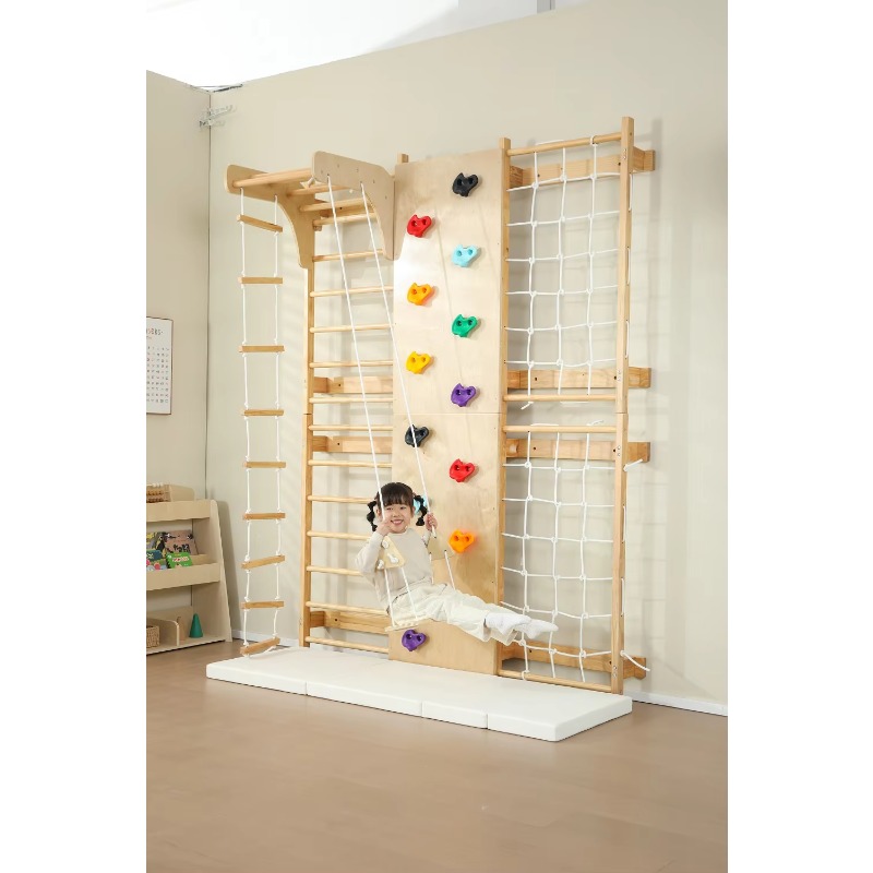 Escada Sueca de Madeira Sólida - Kids Outdoor Wooden Climbing Frame avaliação e preço