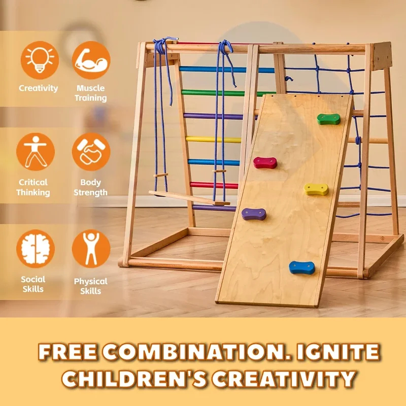 Estrutura de Escalada de Madei - Kids Outdoor Wooden Climbing Frame avaliação e preço